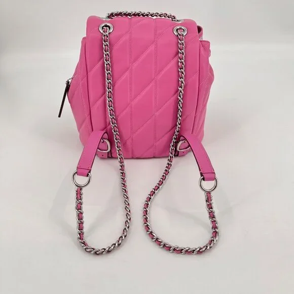 Coach Tabby Backpack Pillow Quilting Nappa Leather Pink Convertible Chain Strap - Picture 4 of 16